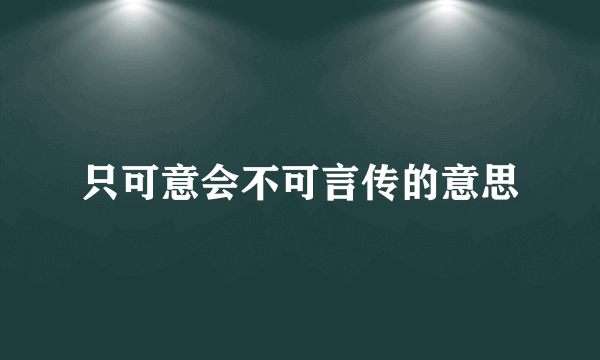 只可意会不可言传的意思