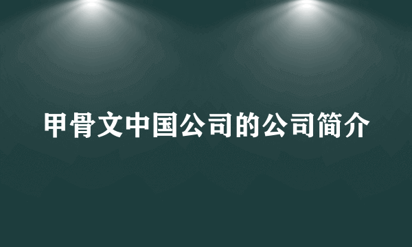 甲骨文中国公司的公司简介