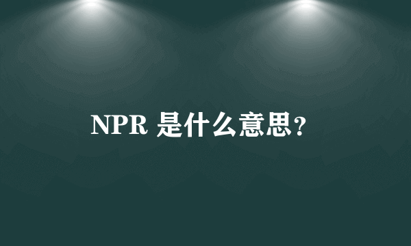 NPR 是什么意思？