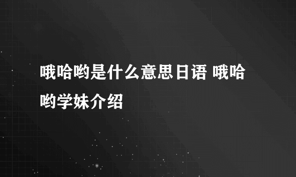 哦哈哟是什么意思日语 哦哈哟学妹介绍