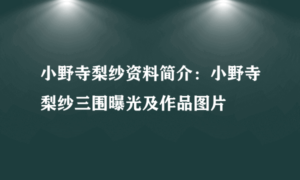 小野寺梨纱资料简介：小野寺梨纱三围曝光及作品图片