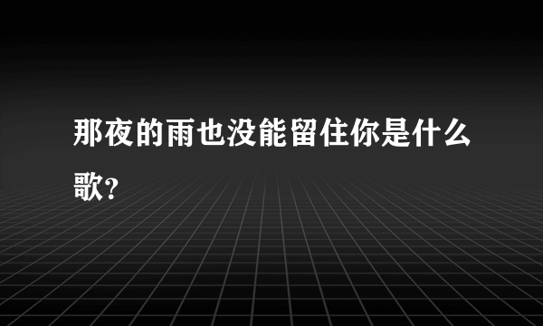 那夜的雨也没能留住你是什么歌？