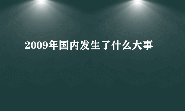 2009年国内发生了什么大事