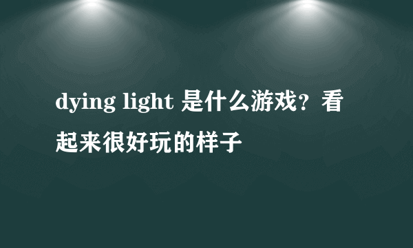 dying light 是什么游戏？看起来很好玩的样子