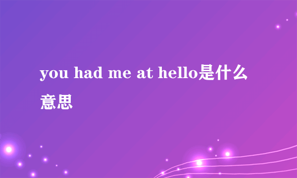 you had me at hello是什么意思