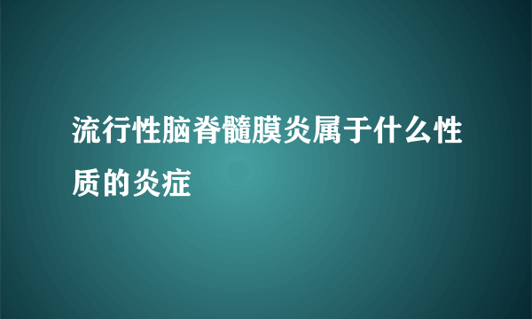 流行性脑脊髓膜炎属于什么性质的炎症