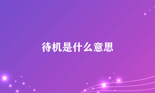 待机是什么意思