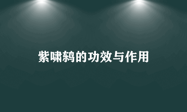 紫啸鸫的功效与作用