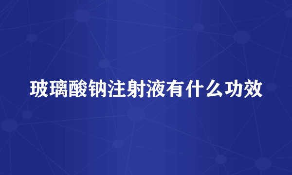 玻璃酸钠注射液有什么功效