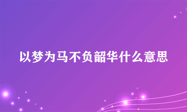 以梦为马不负韶华什么意思