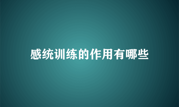 感统训练的作用有哪些