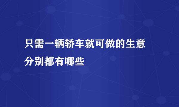 只需一辆轿车就可做的生意 分别都有哪些