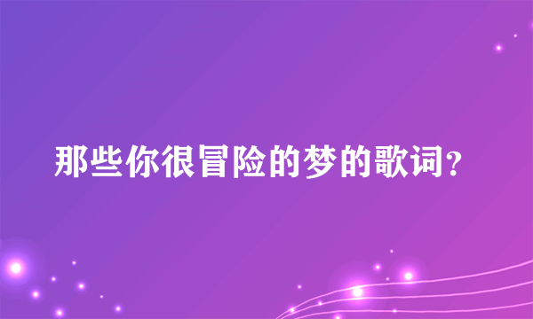 那些你很冒险的梦的歌词？