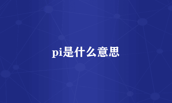 pi是什么意思