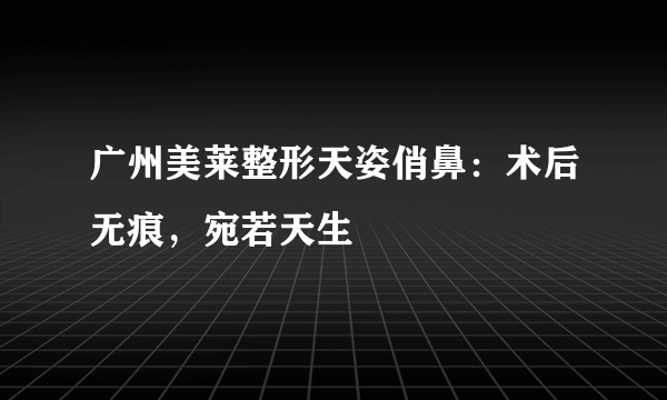 广州美莱整形天姿俏鼻：术后无痕，宛若天生