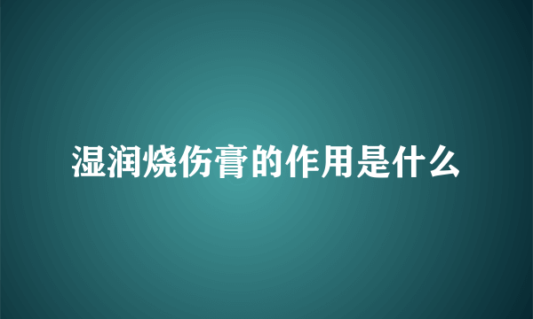 湿润烧伤膏的作用是什么