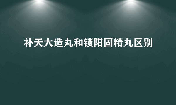 补天大造丸和锁阳固精丸区别