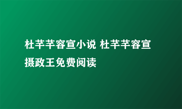 杜芊芊容宣小说 杜芊芊容宣摄政王免费阅读