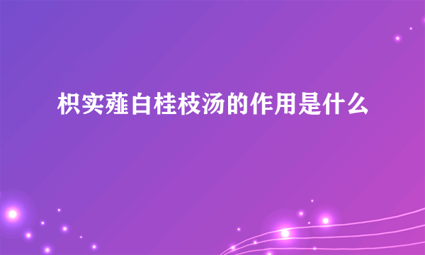 枳实薤白桂枝汤的作用是什么