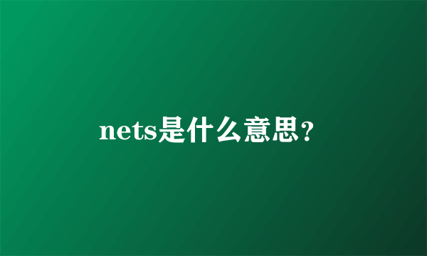 nets是什么意思？