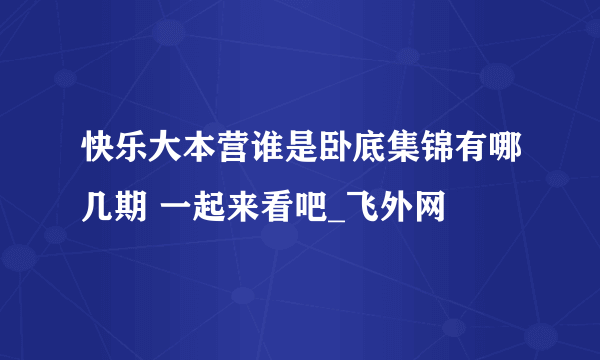 快乐大本营谁是卧底集锦有哪几期 一起来看吧_飞外网