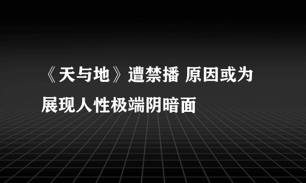 《天与地》遭禁播 原因或为展现人性极端阴暗面