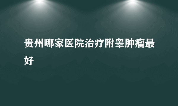 贵州哪家医院治疗附睾肿瘤最好