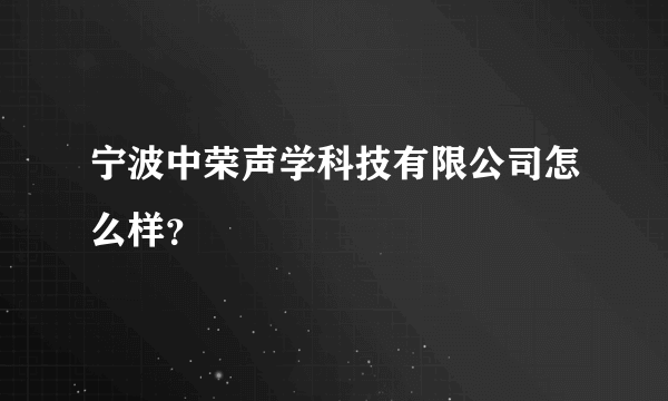 宁波中荣声学科技有限公司怎么样？