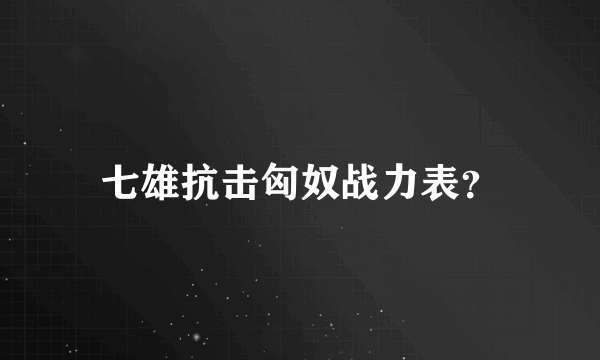 七雄抗击匈奴战力表？