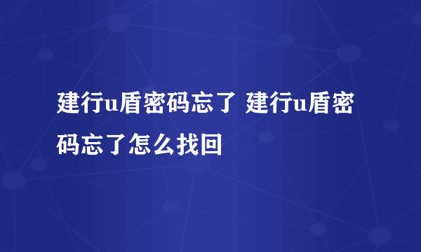 建行u盾密码忘了 建行u盾密码忘了怎么找回