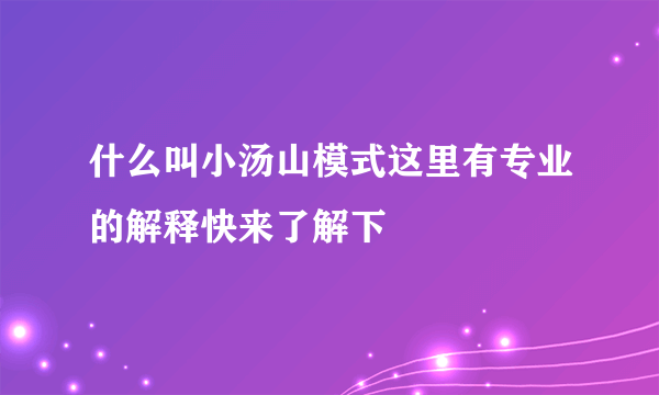 什么叫小汤山模式这里有专业的解释快来了解下