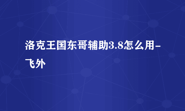 洛克王国东哥辅助3.8怎么用-飞外