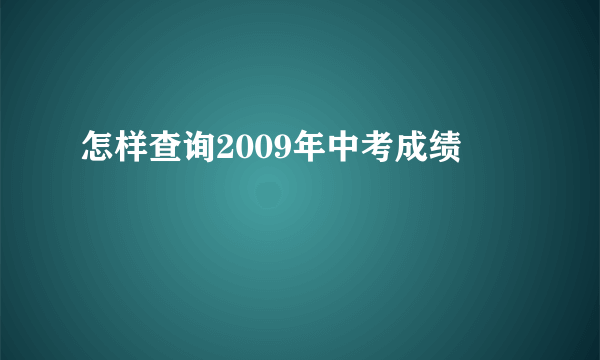 怎样查询2009年中考成绩