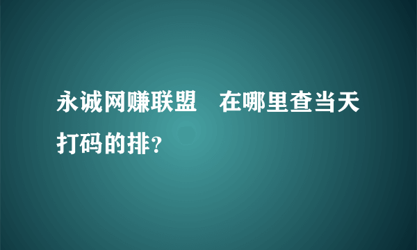 永诚网赚联盟   在哪里查当天打码的排？