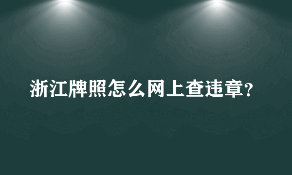 浙江牌照怎么网上查违章？