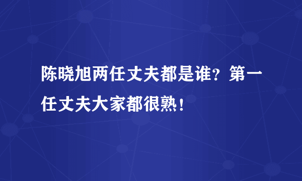 陈晓旭两任丈夫都是谁？第一任丈夫大家都很熟！