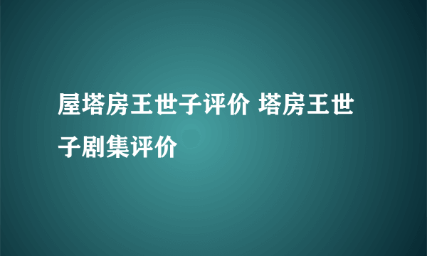 屋塔房王世子评价 塔房王世子剧集评价