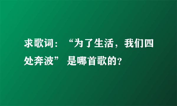 求歌词：“为了生活，我们四处奔波” 是哪首歌的？