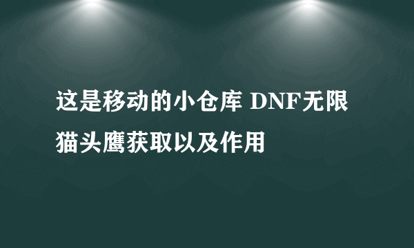 这是移动的小仓库 DNF无限猫头鹰获取以及作用