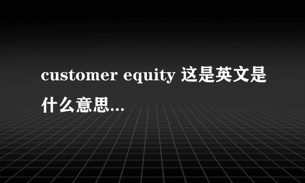 customer equity 这是英文是什么意思???不要用字面意思翻字...