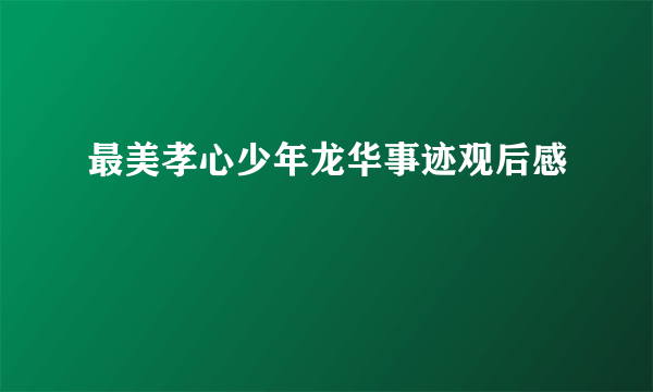 最美孝心少年龙华事迹观后感