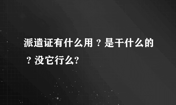 派遣证有什么用 ? 是干什么的 ? 没它行么?