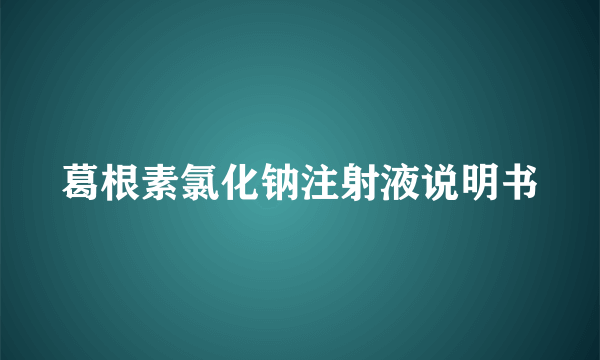 葛根素氯化钠注射液说明书