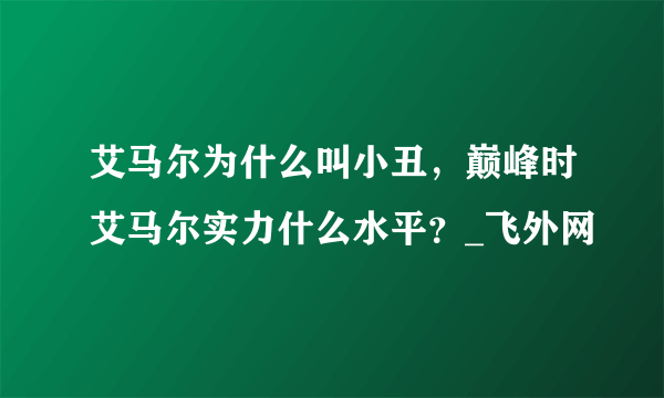 艾马尔为什么叫小丑，巅峰时艾马尔实力什么水平？_飞外网