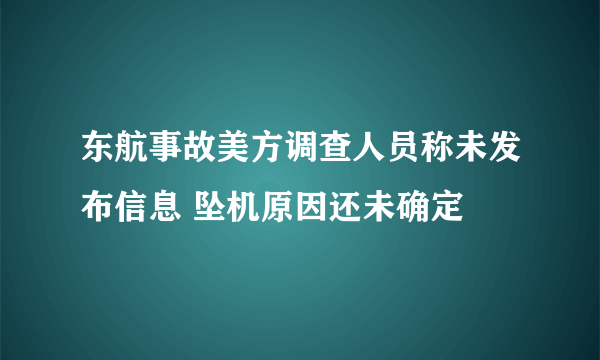 东航事故美方调查人员称未发布信息 坠机原因还未确定