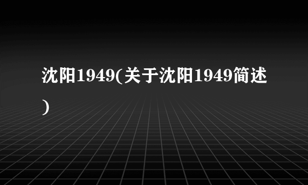 沈阳1949(关于沈阳1949简述)