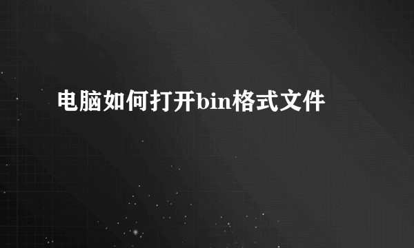 电脑如何打开bin格式文件