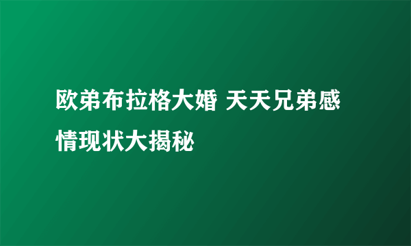 欧弟布拉格大婚 天天兄弟感情现状大揭秘