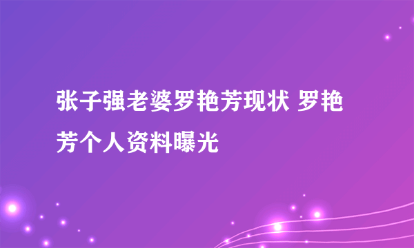 张子强老婆罗艳芳现状 罗艳芳个人资料曝光