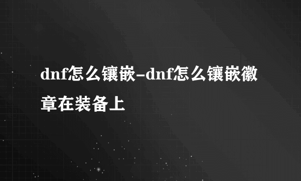 dnf怎么镶嵌-dnf怎么镶嵌徽章在装备上